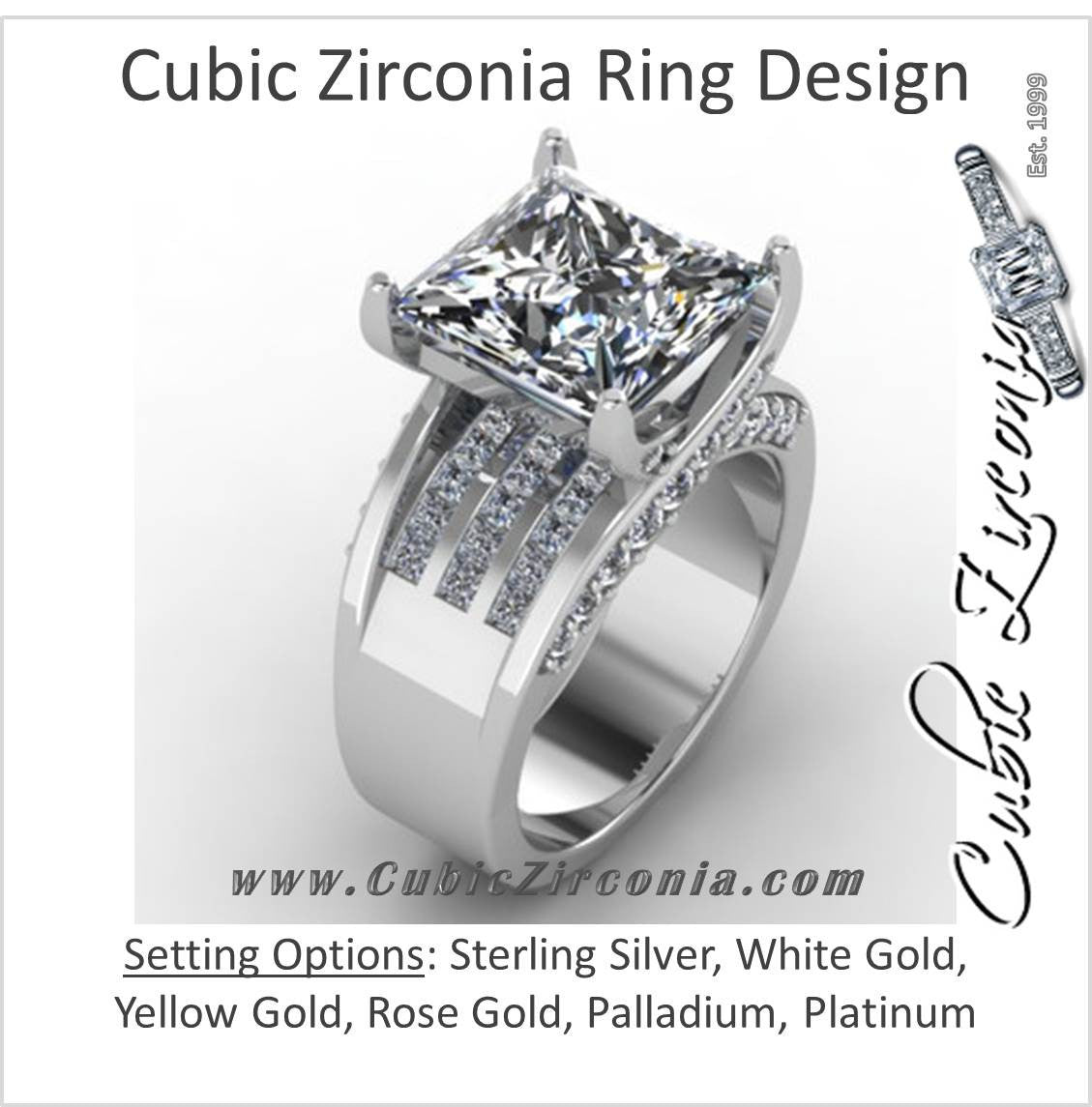 Patricia CZ Engagement Ring 4.84 TCW Bridge Set Wide – Cubic
