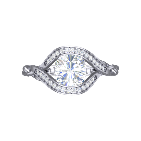 Cubic Zirconia Engagement Ring- Customer Designed Style 4006 Full Halo