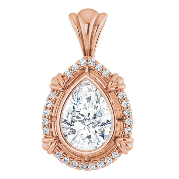 Cubic Zirconia Pendant - Customizable Bezel Set Halo Pendant