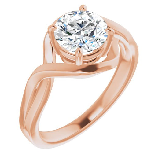 10K Rose Gold Customizable Round Cut Hurricane-inspired Bypass Solitaire