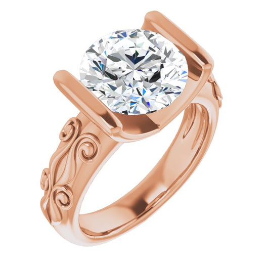 10K Rose Gold Customizable Bar-set Round Cut Setting featuring Organic Band