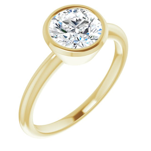 10K Yellow Gold Customizable Bezel-set Round Cut Solitaire with Thin Band