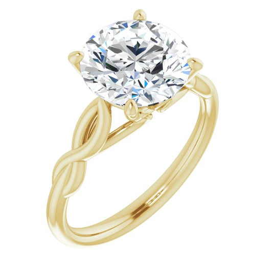 10K Yellow Gold Customizable Round Cut Solitaire with Braided Infinity-inspired Band and Fancy Basket)