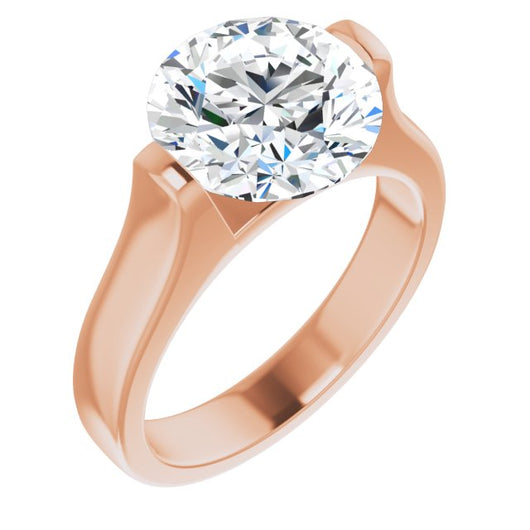 10K Rose Gold Customizable Bar-set Round Cut Solitaire