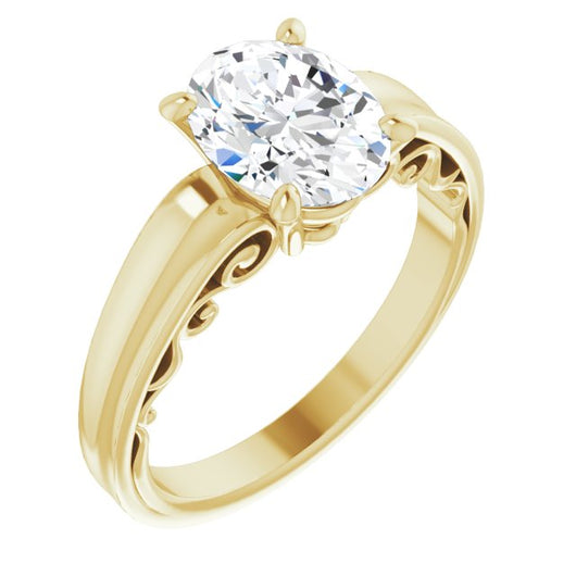 10K Yellow Gold Customizable Oval Cut Solitaire