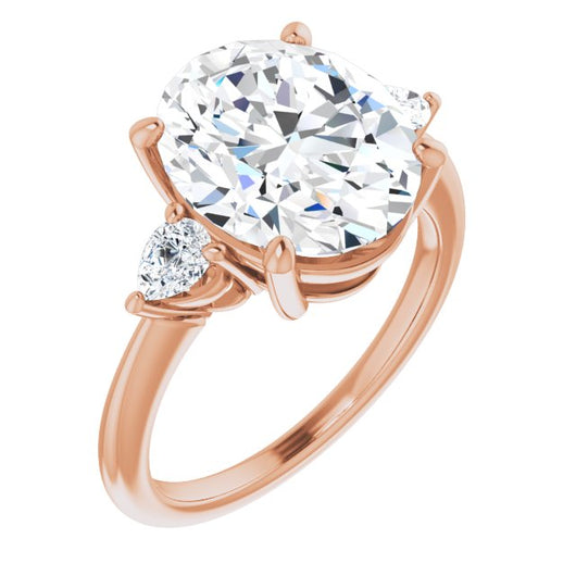 10K Rose Gold Customizable 3-stone Oval Style with Pear Accents