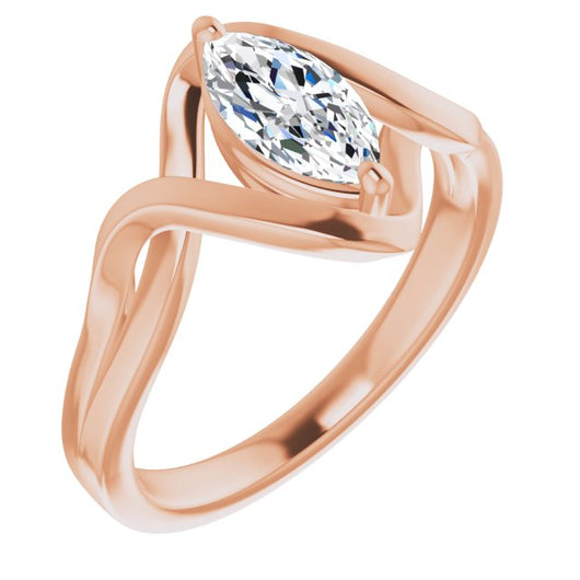 10K Rose Gold Customizable Marquise Cut Hurricane-inspired Bypass Solitaire