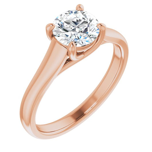 10K Rose Gold Customizable Round Cut Cathedral-Prong Solitaire with Decorative X Trellis