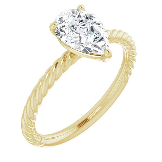 10K Yellow Gold Customizable [[Cut] Cut Solitaire featuring Braided Rope Band