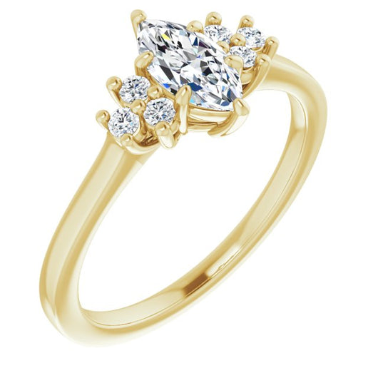 10K Yellow Gold Customizable Marquise Cut 7-stone Prong-Set Design