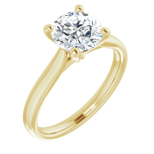 10K Yellow Gold Customizable Cathedral-Prong Round Cut Solitaire