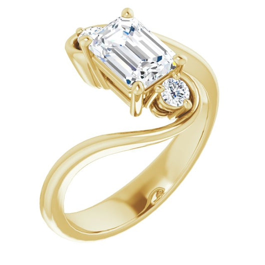 10K Yellow Gold Customizable 3-stone Emerald/Radiant Cut Setting featuring Artisan Bypass