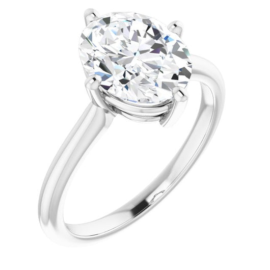 10K White Gold Customizable Oval Cut Solitaire with Raised Prong Basket