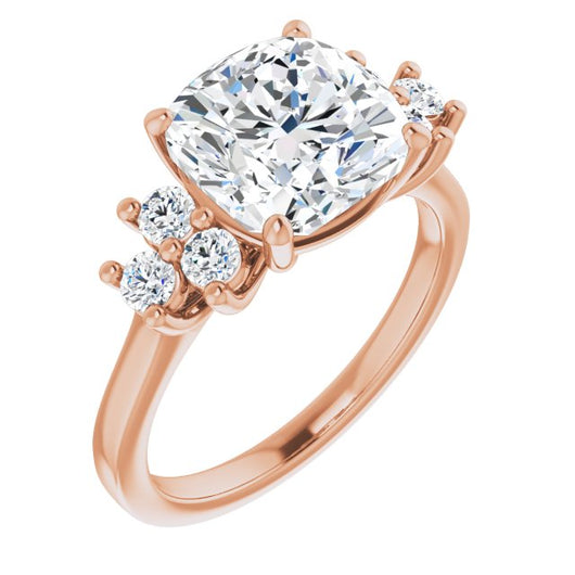 10K Rose Gold Customizable Cushion Cut 7-stone Prong-Set Design