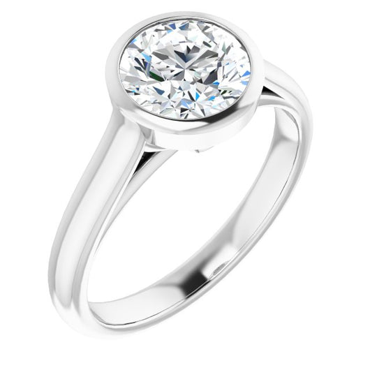 10K White Gold Customizable Cathedral-Bezel Round Cut 7-stone "Semi-Solitaire" Design