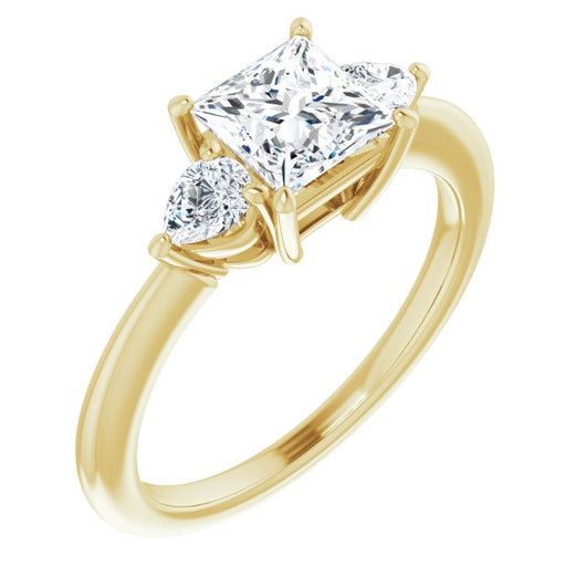 10K Yellow Gold Customizable 3-stone Princess/Square Style with Pear Accents