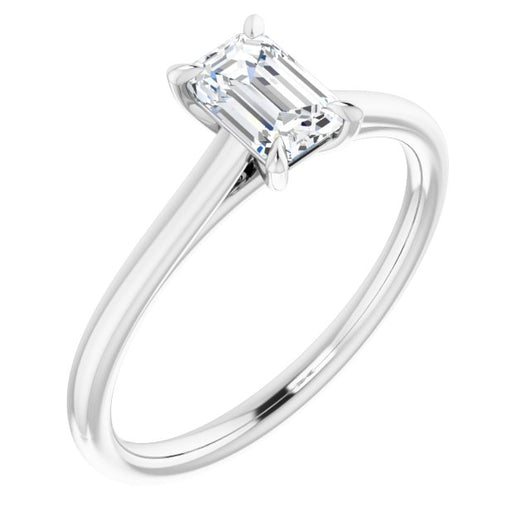 10K White Gold Customizable Classic Cathedral Emerald/Radiant Cut Solitaire