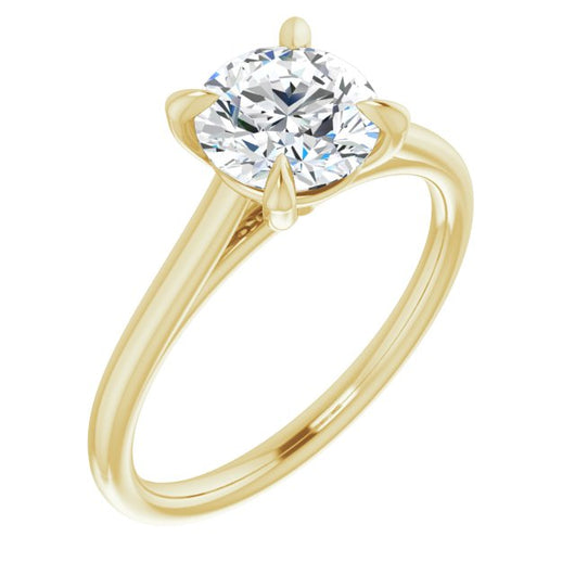 10K Yellow Gold Customizable Classic Cathedral Round Cut Solitaire