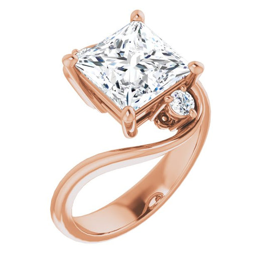 10K Rose Gold Customizable 3-stone Princess/Square Cut Setting featuring Artisan Bypass