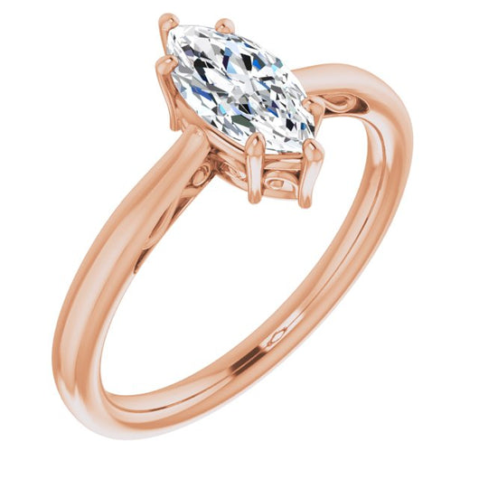 10K Rose Gold Customizable Marquise Cut Solitaire with 'Incomplete' Decorations