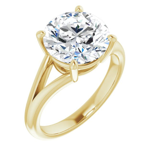 10K Yellow Gold Customizable Round Cut Solitaire with Tapered Split Band