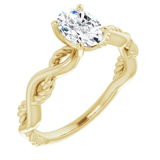 10K Yellow Gold Customizable Oval Cut Solitaire with Twisting Split Band