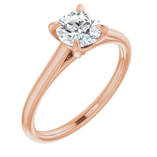 10K Rose Gold Customizable Classic Cathedral Round Cut Solitaire