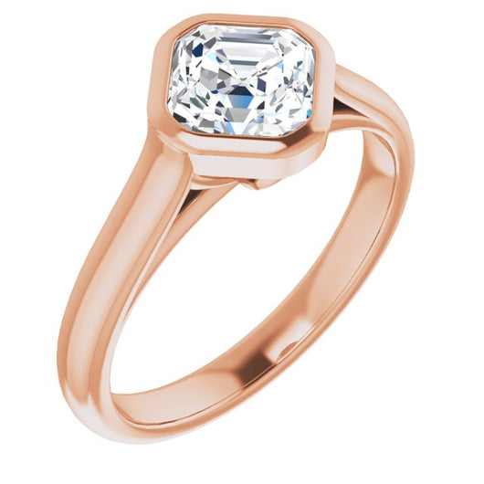 10K Rose Gold Customizable Cathedral-Bezel Asscher Cut 7-stone "Semi-Solitaire" Design