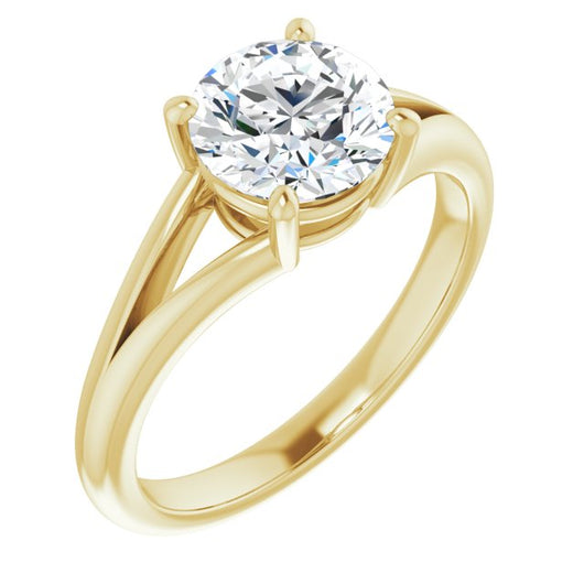 10K Yellow Gold Customizable Round Cut Solitaire with Tapered Split Band