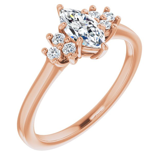 10K Rose Gold Customizable Marquise Cut 7-stone Prong-Set Design