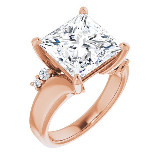 10K Rose Gold Customizable 5-stone Princess/Square Cut Style featuring Artisan Bypass