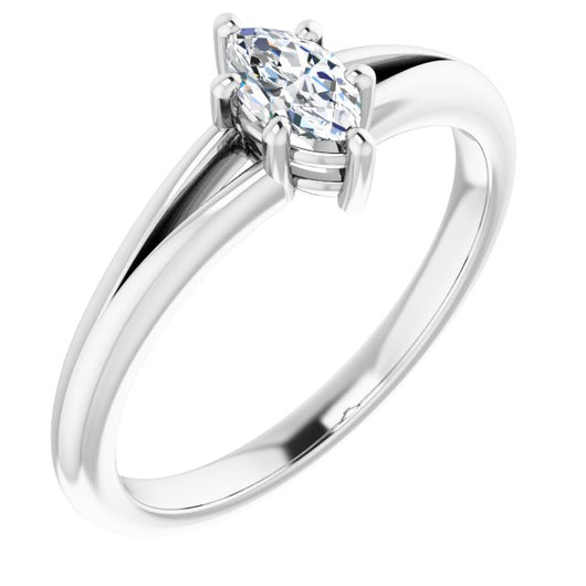 10K White Gold Customizable Marquise Cut Solitaire with Tapered Split Band