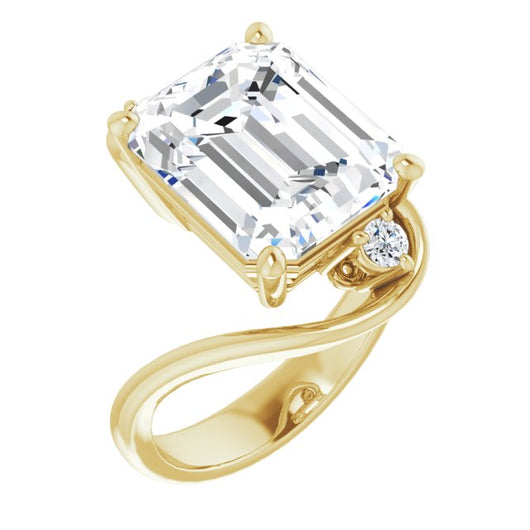 10K Yellow Gold Customizable 3-stone Emerald/Radiant Cut Setting featuring Artisan Bypass