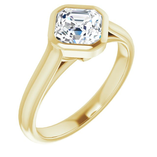 10K Yellow Gold Customizable Cathedral-Bezel Asscher Cut 7-stone "Semi-Solitaire" Design