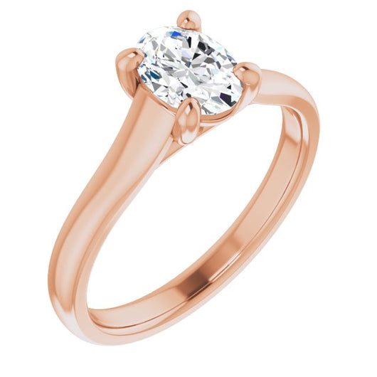 10K Rose Gold Customizable Oval Cut Cathedral-Prong Solitaire with Decorative X Trellis