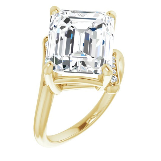 10K Yellow Gold Customizable 11-stone Emerald/Radiant Cut Design with Bypass Channel Accents