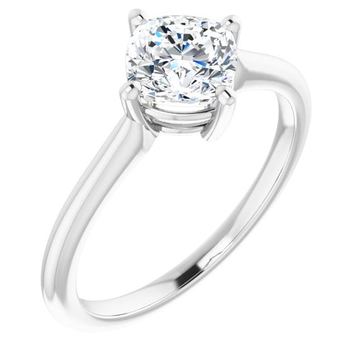 10K White Gold Customizable Cushion Cut Solitaire with Raised Prong Basket