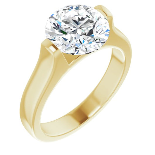 10K Yellow Gold Customizable Bar-set Round Cut Solitaire