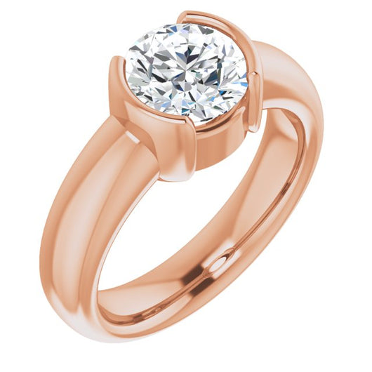 10K Rose Gold Customizable Bezel-set Round Cut Solitaire with Thick Band