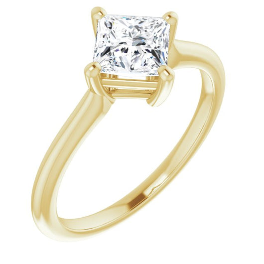 10K Yellow Gold Customizable Princess/Square Cut Solitaire with Raised Prong Basket