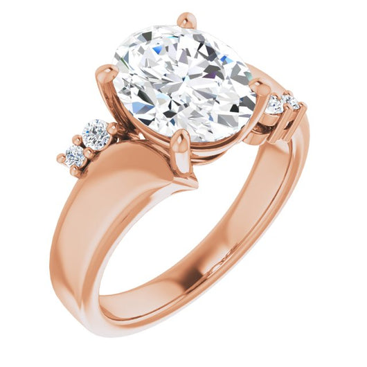 10K Rose Gold Customizable 5-stone Oval Cut Style featuring Artisan Bypass