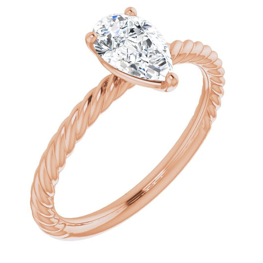 10K Rose Gold Customizable [[Cut] Cut Solitaire featuring Braided Rope Band