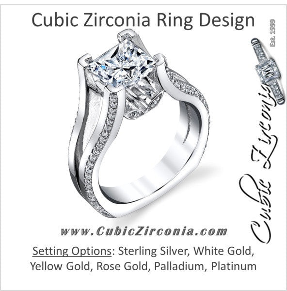 Cubic Zirconia Engagement Ring- The Rebekah (2 Carat Floating Center stone with Euro Style Split Band)