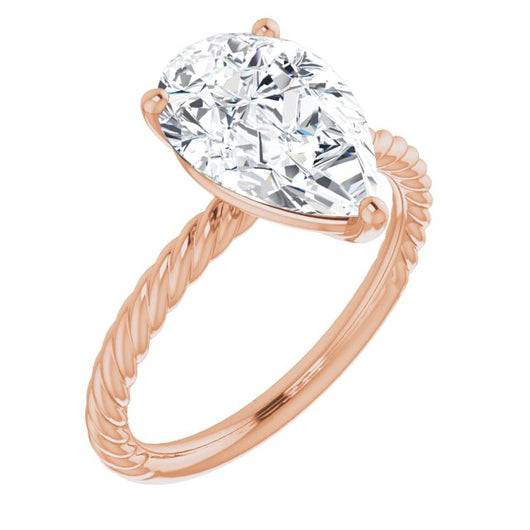 10K Rose Gold Customizable [[Cut] Cut Solitaire featuring Braided Rope Band