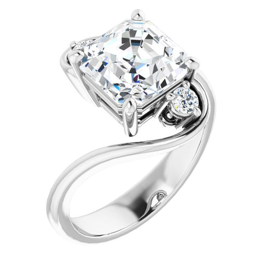 10K White Gold Customizable 3-stone Asscher Cut Setting featuring Artisan Bypass