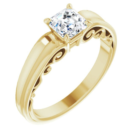 10K Yellow Gold Customizable Asscher Cut Solitaire