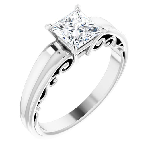 10K White Gold Customizable Princess/Square Cut Solitaire