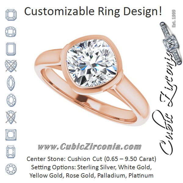 Cubic Zirconia Engagement Ring- The Ann Michelle (Customizable Cathedral-Bezel Cushion Cut 7-stone "Semi-Solitaire" Design)