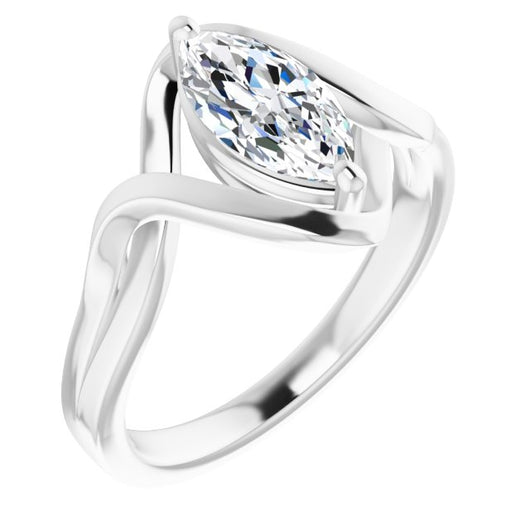 10K White Gold Customizable Marquise Cut Hurricane-inspired Bypass Solitaire