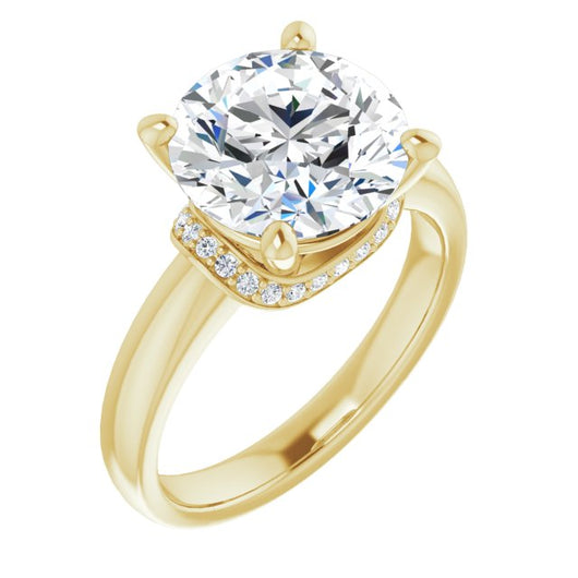 10K Yellow Gold Customizable Round Cut Style featuring Saddle-shaped Under Halo